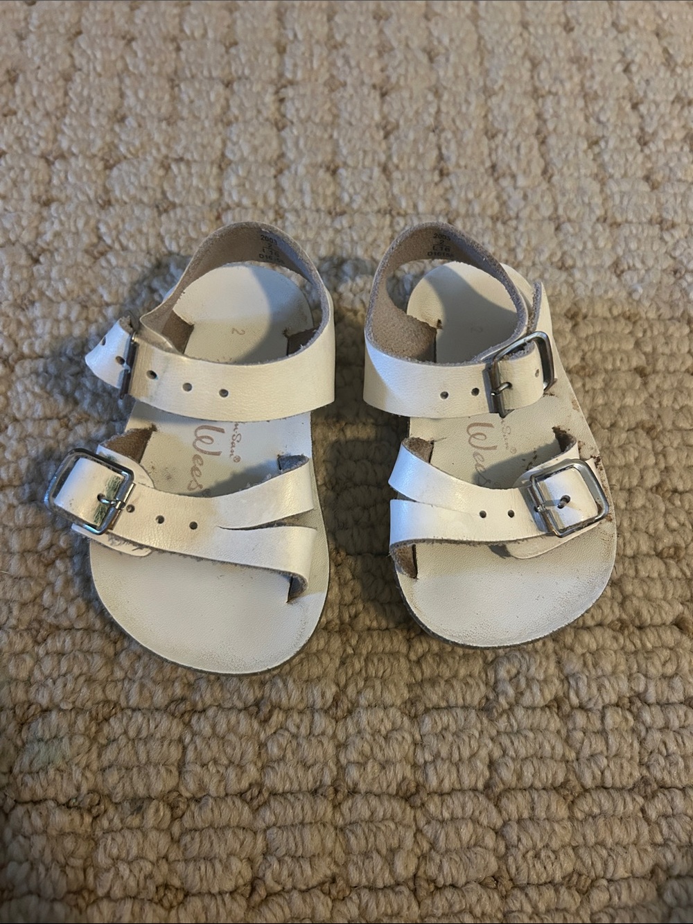 Sun Sans Sea Wee Toddlers' White Double-Buckle Leather Sandals